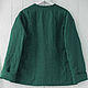 Sweatshirt jacket made of dark green linen. Outerwear Jackets. etnoart. My Livemaster. Фото №5