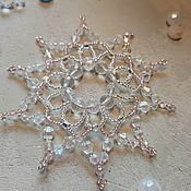 Сувениры и подарки handmade. Livemaster - original item Christmas toys snowflake made of beads and glass beads. Handmade.