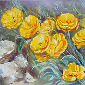 Картины и панно handmade. Livemaster - original item Oil painting. Yellow tulips. Handmade.