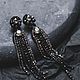 Long earrings in black and gray with Swarovski crystals. Stud earrings. mayjune. Online shopping on My Livemaster.  Фото №2