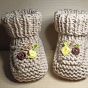 Одежда детская handmade. Livemaster - original item Knitted booties for a baby with decor. Handmade.