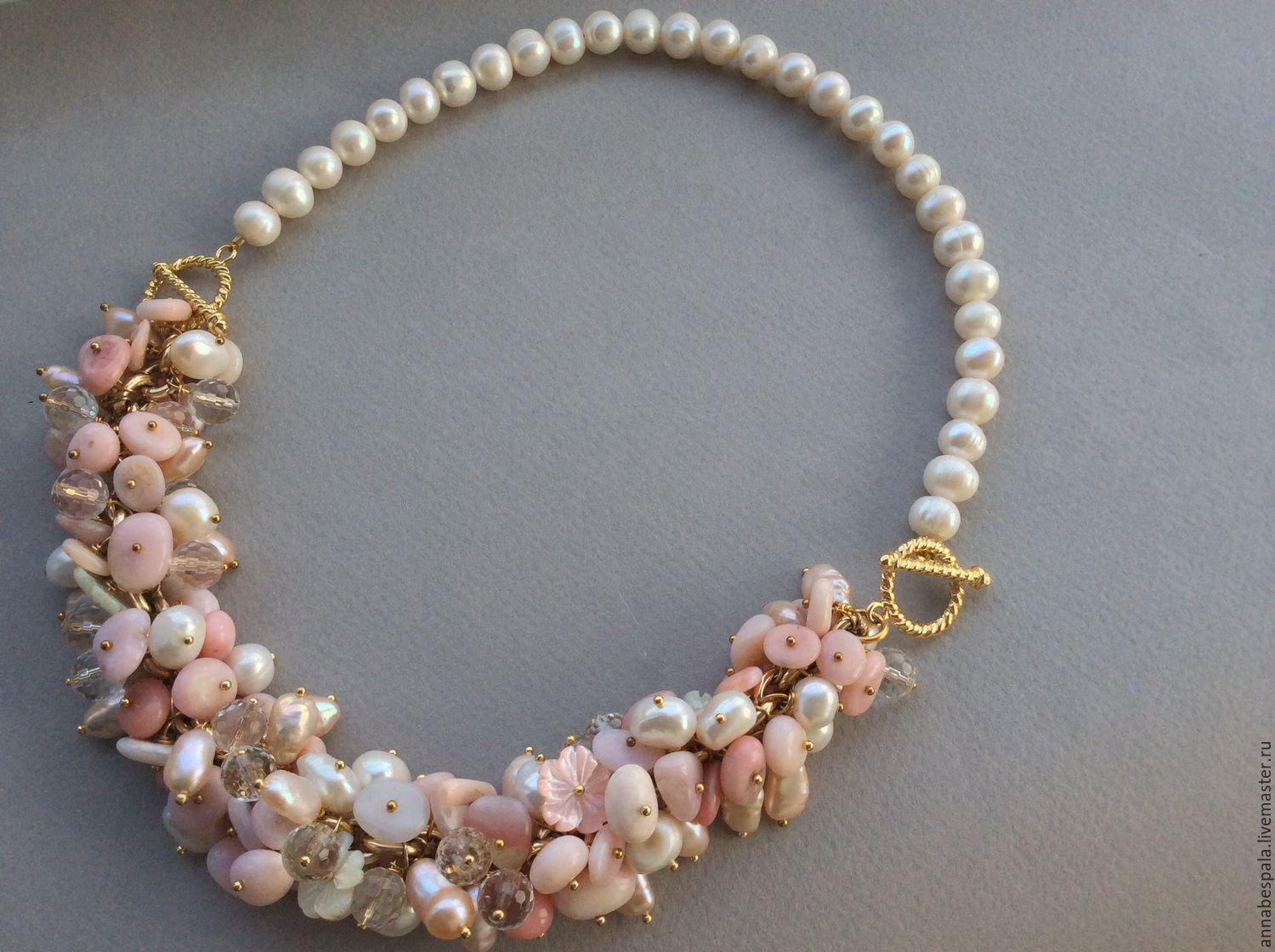 Necklace Bracelet PASTEL pink opal, pearls... в интернет-магазине на ...