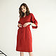 Red linen dress with voluminous sleeves ' Terracotta'. Dresses. mozaika-rus. My Livemaster. Фото №4