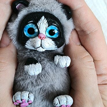 Куклы и игрушки ручной работы. Ярмарка Мастеров - ручная работа Котёнок Пушок в смешанной технике. Handmade.