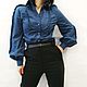 Блузка цвета джинс с оборками. Блузки. n.brand. Интернет-магазин Ярмарка Мастеров.  Фото №2
