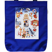 Русский стиль handmade. Livemaster - original item Folk Souvenirs: Kolyada, a bag with an author`s print with lining. Handmade.