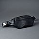 Men's leather waist bag 'Sigma' (Black), Waist Bag, Yaroslavl,  Фото №1