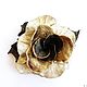 Order Leather flower brooch Rose "Treasure". Silver gold bronze. De-Si-Re. Livemaster. . Brooches Фото №3