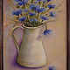 Pastel painting in a frame flowers A study in CORNFLOWER TONES, Pictures, Moscow,  Фото №1
