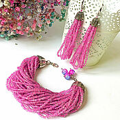 Украшения handmade. Livemaster - original item Bracelet and earrings made of beads Lilac chic Jewelry Set. Handmade.
