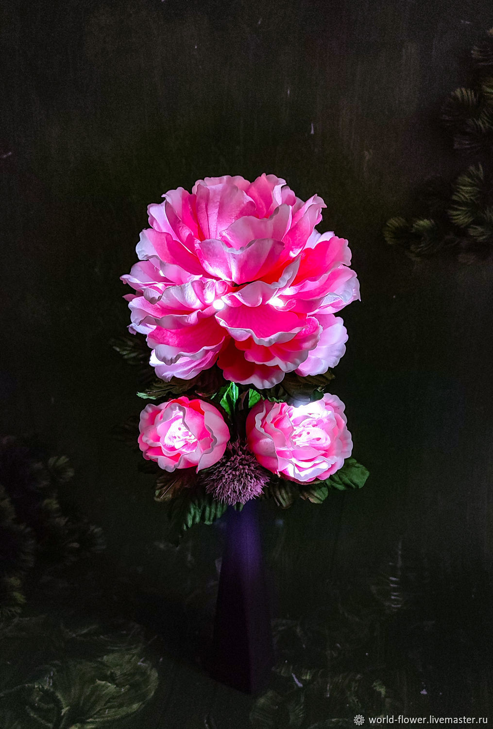 Цветок-ночник "Розовый пион" в интернет-магазине Ярмарка Мастеров по ...