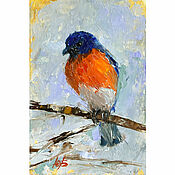 Картины и панно handmade. Livemaster - original item Miniature painting bird 