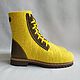 One-piece felted Yellow boots with leather heel. Boots. Zhanna. My Livemaster. Фото №6
