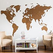 Дизайн и реклама ручной работы. Ярмарка Мастеров - ручная работа Mapa del mundo decoración DE la pared gigante marrón 280h170 cm. Handmade.