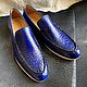 Men's loafers, crocodile leather, in dark blue, Loafers, St. Petersburg,  Фото №1