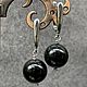 Natural black tourmaline sherl bead earrings, Earrings, Moscow,  Фото №1
