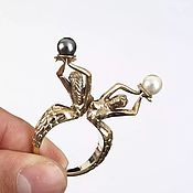 Винтаж handmade. Livemaster - original item Exclusive Mermaid ring, pearl, 925 silver, handmade. Handmade.