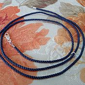 Украшения handmade. Livemaster - original item Cord 2 mm silk blue in 925 sterling silver. Handmade.