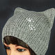 Hat with ears - cat knitted Cat paws gray. Caps. Space Cat Knitting. My Livemaster. Фото №5