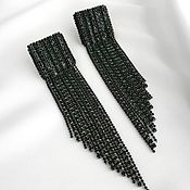 Украшения handmade. Livemaster - original item Evening black and emerald chain earrings. Handmade.