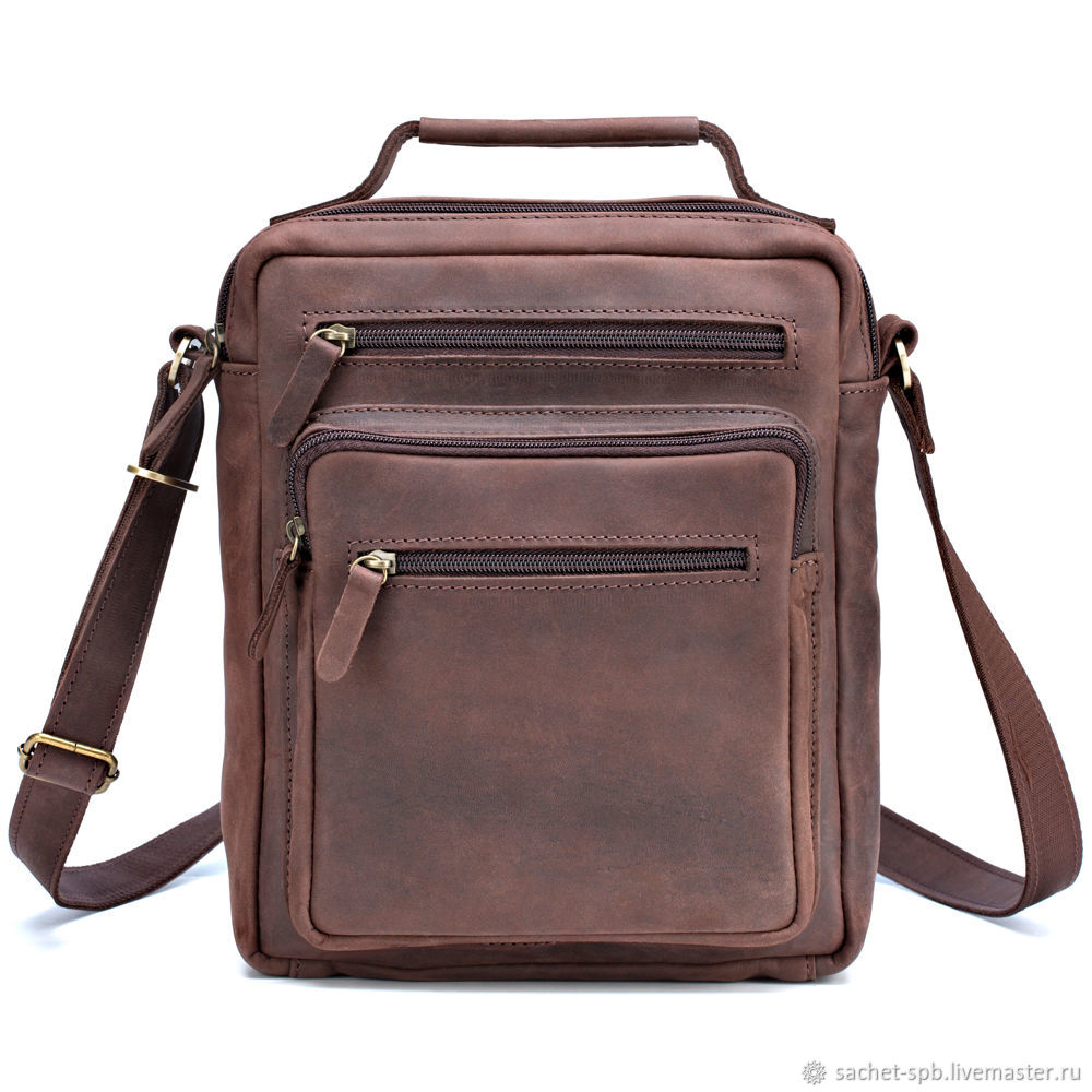 Leather bag 'Hector' (dark brown crazy), Crossbody bag, St. Petersburg,  Фото №1