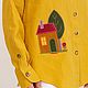 Order Linen shirt with applique House bright yellow. natali. Livemaster. . Blouses Фото №3
