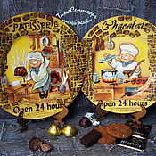 Посуда handmade. Livemaster - original item Plates: wall-mounted Kitchen Cook Set 2 pcs FUNNY COOKS. Handmade.