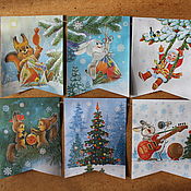 Сувениры и подарки handmade. Livemaster - original item Garland Soviet Postcards Christmas flags on the Christmas tree. Handmade.