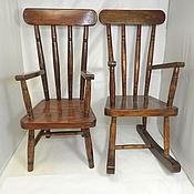 Винтаж handmade. Livemaster - original item two similar chairs-set:a chair and a rocking chair (2). Handmade.