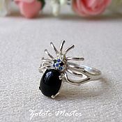 Silver ring with black agate