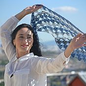 Аксессуары ручной работы. Ярмарка Мастеров - ручная работа Knitted mohair bactus kerchief blue sky Marseille 094. Handmade.
