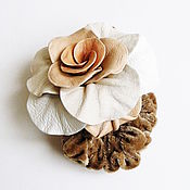 Украшения handmade. Livemaster - original item Elastic band for hair Rose Salmon flower made of leather rose on an elastic band. Handmade.