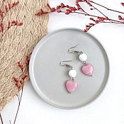 Украшения handmade. Livemaster - original item Classic Glass Pink Heart Earrings. Handmade.