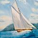 The picture for February 23rd with a sailboat at sea. Picture sea and ship. Pictures. Olga Ermakova art. My Livemaster. Фото №5