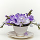 Flower composition "Iris and freesia" in a white cup. Composition. jema_flowers (Svetik7tsvetik). My Livemaster. Фото №5