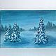 Painting miniature-postcard oil ' Snow and turquoise'. Pictures. letymary (letymary). My Livemaster. Фото №5