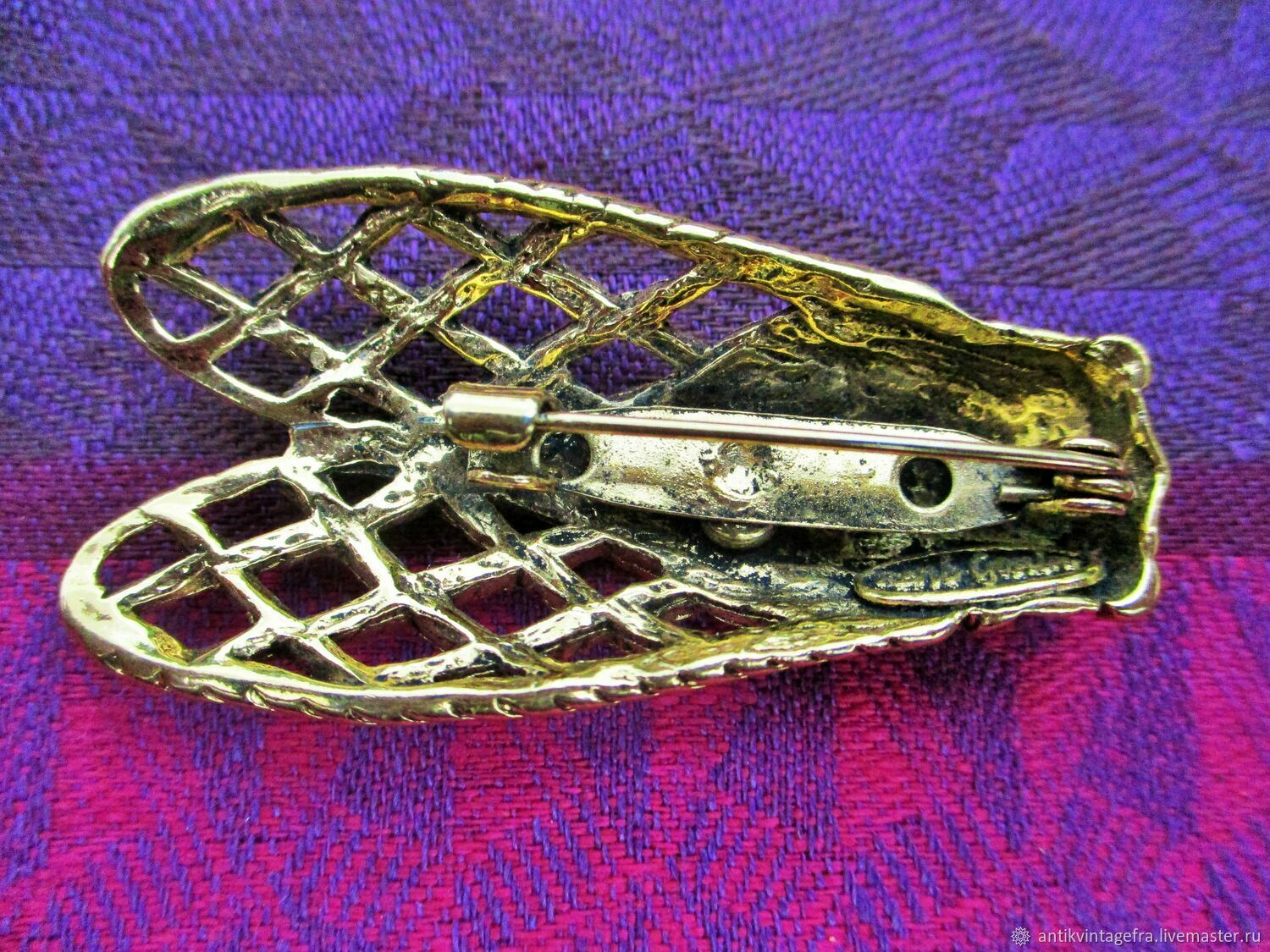 Broche Cigale En Bronze Par René Gouin - Créateur Français, Parfait état - Bijou Vintage