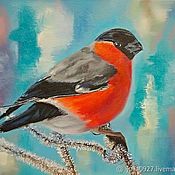 Картины и панно handmade. Livemaster - original item Bullfinch bird oil painting in a frame. Handmade.