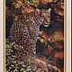 Вышитая крестиком картина ручной работы "Взгляд леопарда". Картины. Анна Вышивка крестиком. Интернет-магазин Ярмарка Мастеров.  Фото №2