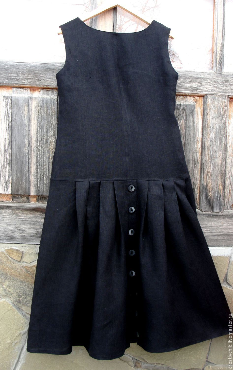 Черное льняное платье фото