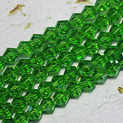 Материалы для творчества handmade. Livemaster - original item Biconuses 4 mm 45 pcs on a string Green. Handmade.